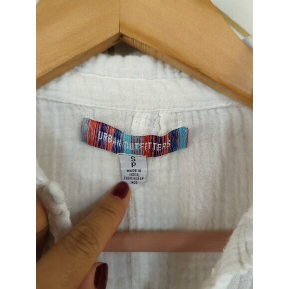 URBAN OUTFITTERS Women's Gauze Button Up Romantic Top Long Sleeve Boho White SM - Picture 5 of 7